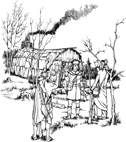 Daniel Boone Speaks To Indians Coloring Page